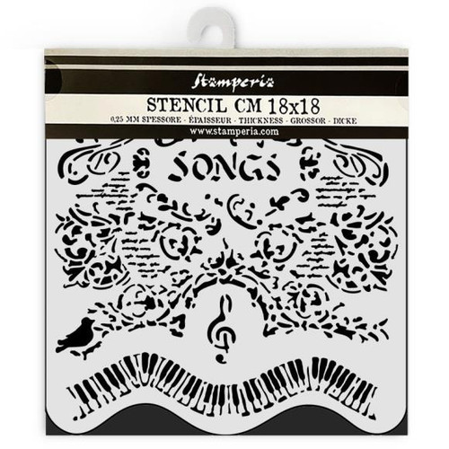 Stamperia Stencil 18X18CM- Music Songs & Piano