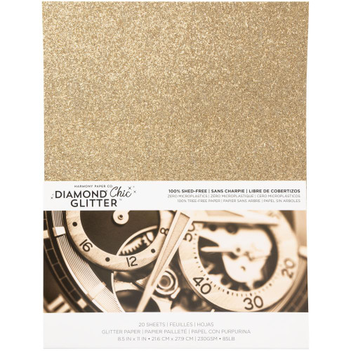 Harmony Paper Company Diamond Chic Glitter- 20 sheets Glitter Paper- Rose Gold