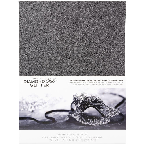 Harmony Paper Company Diamond Chic Glitter- 20 sheets Glitter Paper- Midnight Masquerade