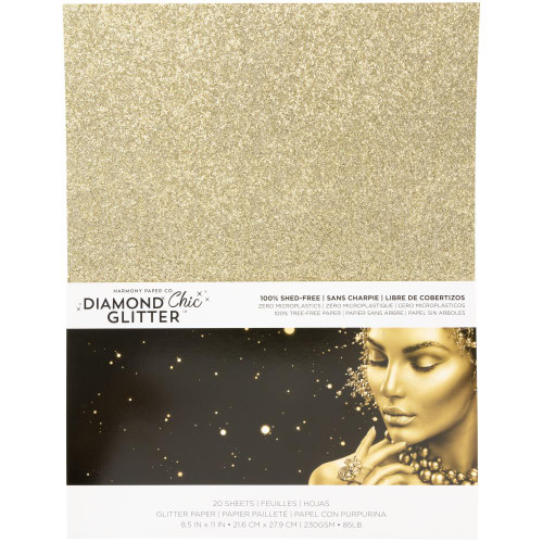 Harmony Paper Company Diamond Chic Glitter- 20 sheets Glitter Paper- Gold Dust
