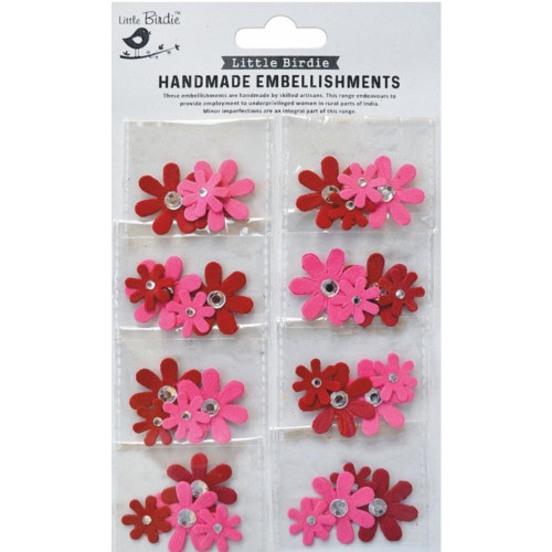 Little Birdie Crafts- Handmade Embellishments- Jeweled Florettes Sticker Embellishment- Candy Mix 32pc
