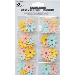 Little Birdie Crafts- Handmade Embellishments- Jeweled Florettes Sticker Embellishment- Pastel 32pc