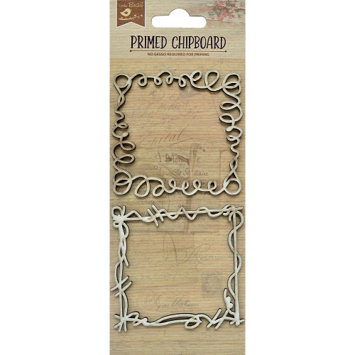 Little Birdie Crafts- Primed Chipboard- Doodle Frame- 2pc