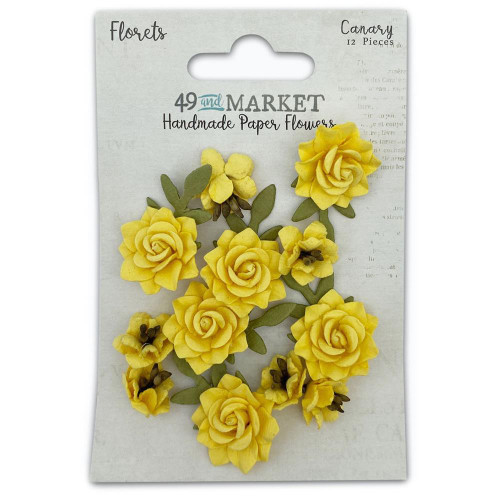49 and Market- Handmade Flowers- Florets- Canary 12 pc