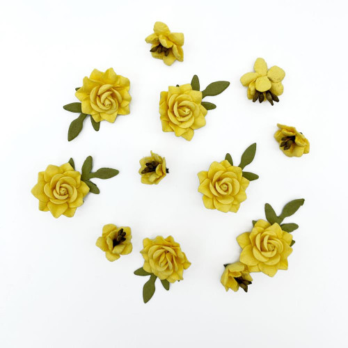 49 and Market- Handmade Flowers- Florets- Canary 12 pc