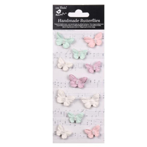 Little Birdie Crafts- Handmade Flowers- Pearl Butterflies- Fairy Garden- 11pc (694449)