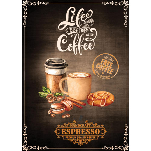 Little Birdie Crafts- A4 Decoupage Papers- Espresso Coffee- 4 sheets