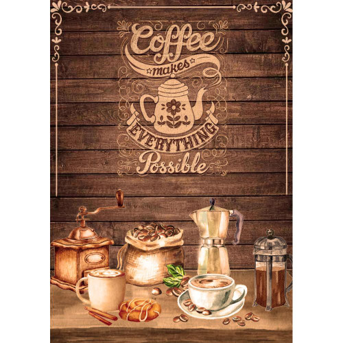 Little Birdie Crafts- A4 Decoupage Papers- Espresso Coffee- 4 sheets