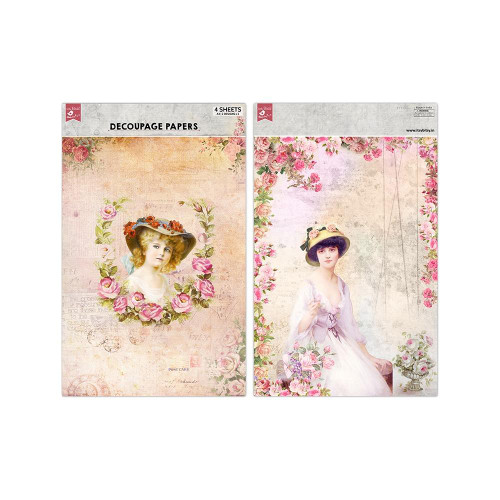 Little Birdie Crafts- A4 Decoupage Papers- Annabelle- 4 sheets