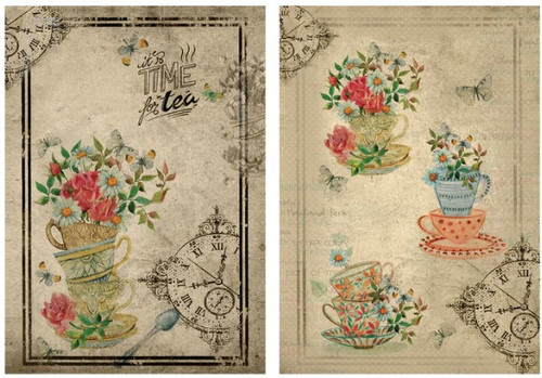 Little Birdie Crafts- A4 Filament Decoupage Papers- Garden Teatime- 2 sheets