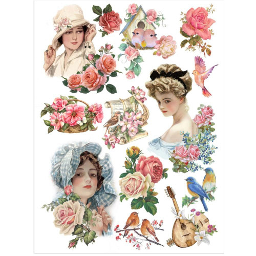 Little Birdie Crafts- Deco Transfer- Water Transfer Decal- 1 Sheet- Country Maiden