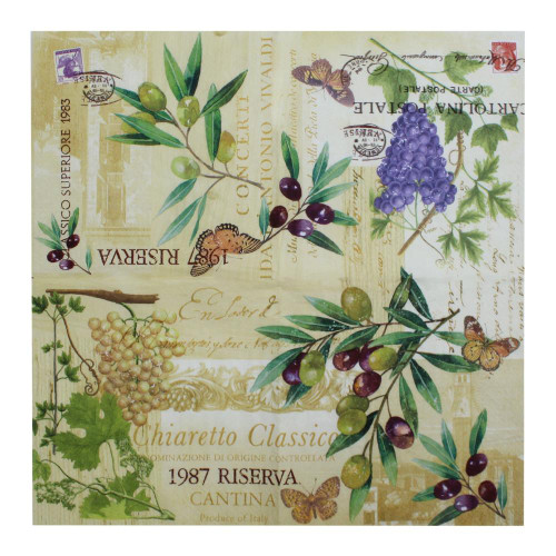 Little Birdie Crafts- 12x12 Decoupage Napkin- Olive Orchard- 1pc