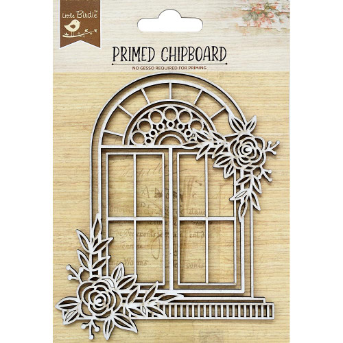 Little Birdie Crafts- Primed Chipboard- Arch Garden Window- 1pc