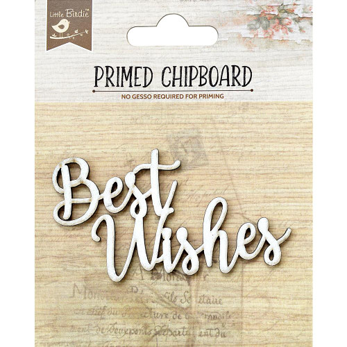 Little Birdie Crafts- Primed Chipboard- Elegant Swirls- Best Wishes- 1pc