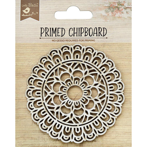 Little Birdie Crafts- Primed Chipboard- Elegant Swirls- Blooming Circle- 1pc