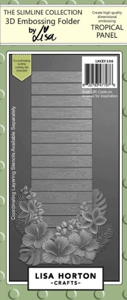 Lisa Horton Crafts- 3D Embossing Folder & 1 outline Die by Lisa- Slimline Collection- Tropical Panel