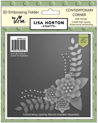 Lisa Horton Crafts- 3D Embossing Folder & 1 outline Die by Lisa- 6"x6"- Contemporary Corner