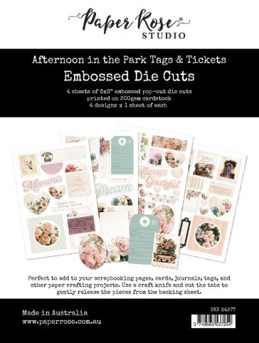 Paper Rose- Embossed Die Cut - Afternoon in the Park Tags & Tickets