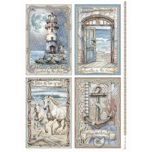Stamperia A4 Decoupage Rice Paper - Silent Sea- Silent Sea 4 Cards