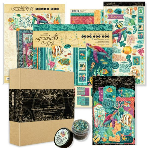 Graphic 45 Album Kit 2025- Seas the Day- Deconstructed Trifold Waterfall Album