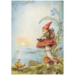 Stamperia A4 Decoupage Rice Paper - Hidden Grove- Gnome