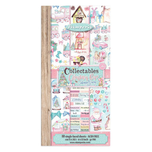 Stamperia Collectables Single-Sided Paper 6"X12" 10/Pkg- Christmas Rose