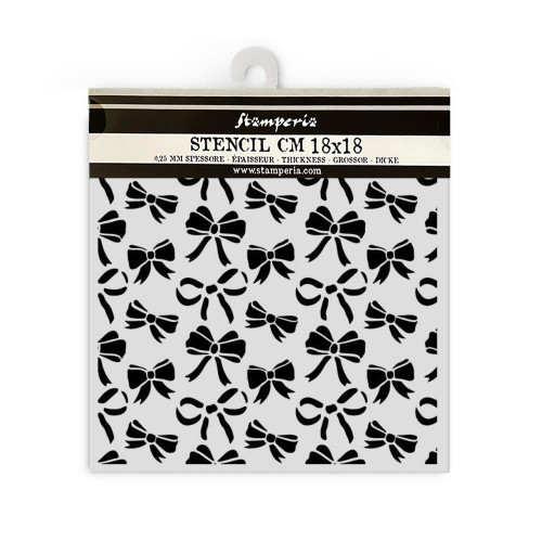 Stamperia Stencil 18X18CM- Classic Christmas- Ribbons