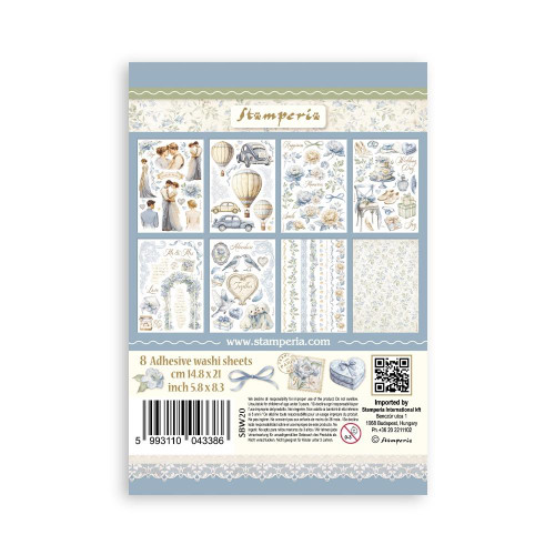 Stamperia Washi Pad - 8- A5 Adhesive Sheets- Timeless