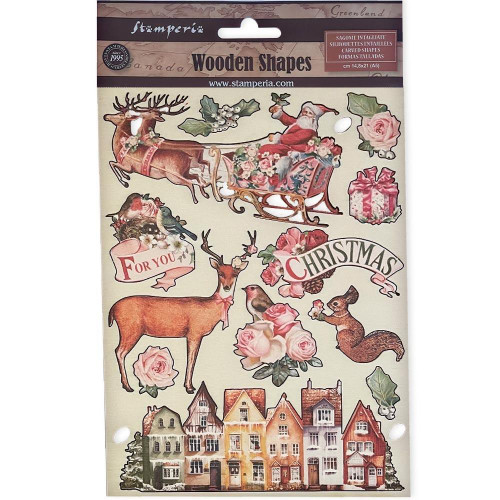 Stamperia Wooden Shapes A5 - Pink Christmas