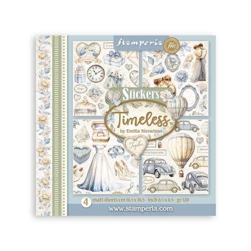 Stamperia 4 sheets- 6.5x6.5" Sticker Set - Timeless