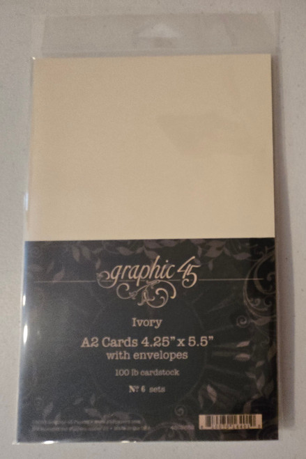 Graphic 45- A2 cards 4.25"x5.5" with Envelopes- Ivory 100lb