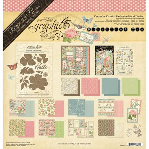 Graphic 45- Keepsake Kit with Exclusive Metal Die Set- Botanical Tea
