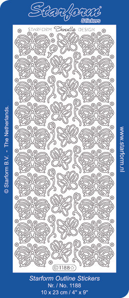 Starform Doodle Butterflies 1188 Silver Peel Stickers Outline