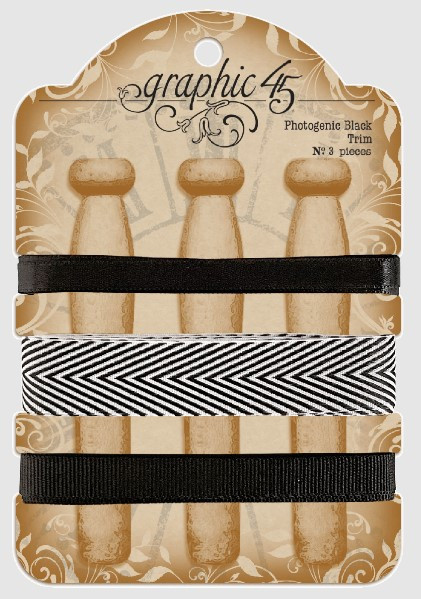 Graphic 45 Staples- May Arts Ribbon- Photogenic Black Trim