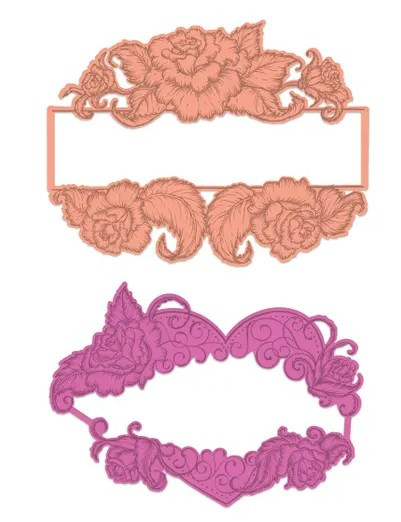 Heartfelt Creations Elegant Rose Banner Dies and stamps