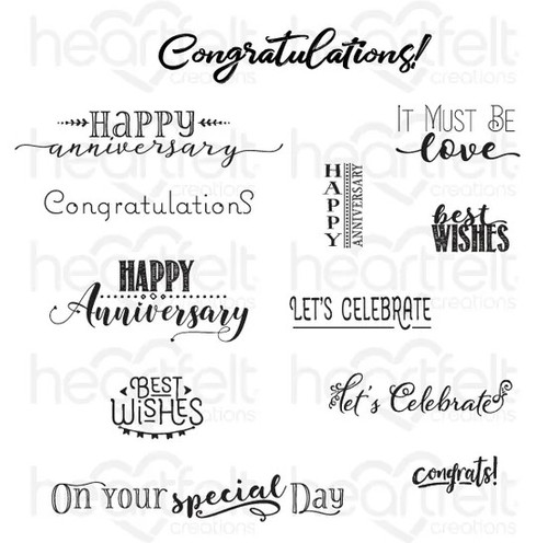Heartfelt Creations Cling Rubber Stamp Set- Celebrate Love Sentiment