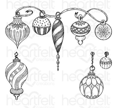 Heartfelt Creations Cling Rubber Stamp Set- Sparkling Holiday Ornament