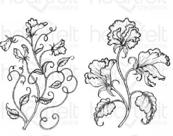 Heartfelt Creations Cling Rubber Stamp Set, Vining Sweet Pea