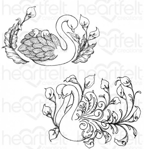 Heartfelt Creations Cling Rubber Stamp Set- Swan Lake