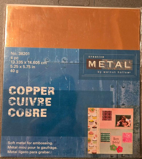 38201 Metal by Walnut Hollow Copper Squares 40 Gauge 5.25X5.75 4/Pkg *NOTE