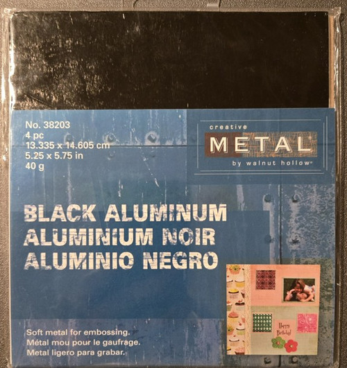 38201 Metal by Walnut Hollow Black Aluminum Squares 40 Gauge 5.25X5.75 4/Pkg