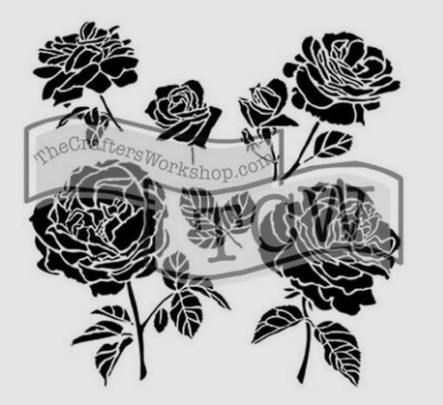 Crafters Workshop Mini Cabbage Roses 6-Inch by 6-Inch