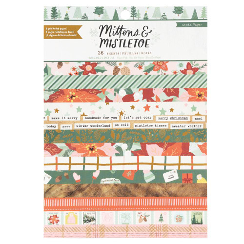 American Crafts- Mittens & Mistletoe- 6x8 Paper Pad