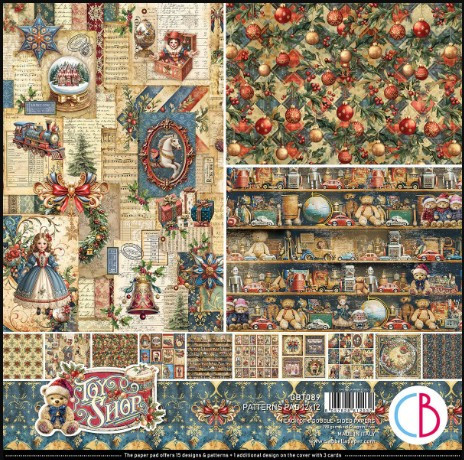 Ciao Bella 12"x 12" Patterns Paper Pad- 8 Double-sided papers- Toy Shop