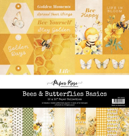 Paper Rose 12x12 Paper Collection - Bees & Butterflies Basics