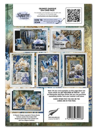 3Quarter Designs- Grunged Baroque- 6x4 Card Pack