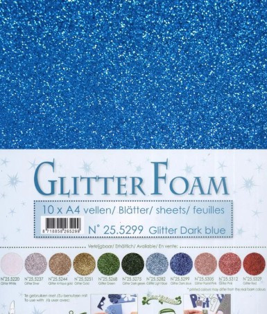 Leane Creatif 10 Glitter Foam Sheets A4 - Dark Blue 25.5299