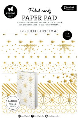 Studio Light Foiled Cards Paper Pad- Golden Christmas 24sh
