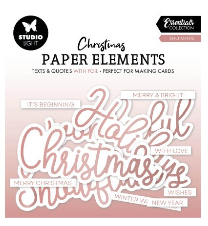 Studio Light Paper Elements Sentiments Rose Gold Foil Essentials 40pc