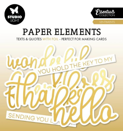 Studio Light Paper Elements Sentiments Gold Foil Essentials 35pc